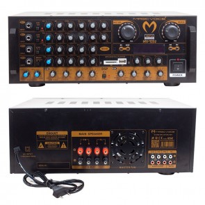 MAGICVOICE MV-1232 2*80W USB/SD BT UK-BALANS 4 MİK GİRİŞ-4 HOP ÇIKIŞLI STEREO TRAFOSUZ MIXER KÜP ANFİ