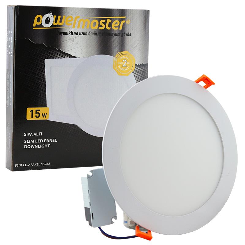 Powermaster 15 Watt Sıva Altı 3000K Günısıgı Yuvarlak 7'' 180Mm Slım L