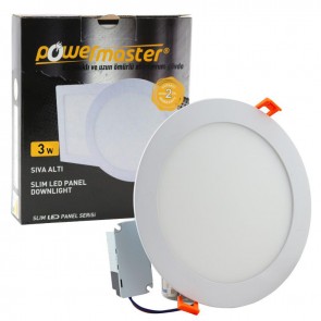 Powermaster 3 Watt Sıva Altı 3000K Günısıgı Yuvarlak 74Mm Slım Led-Eco