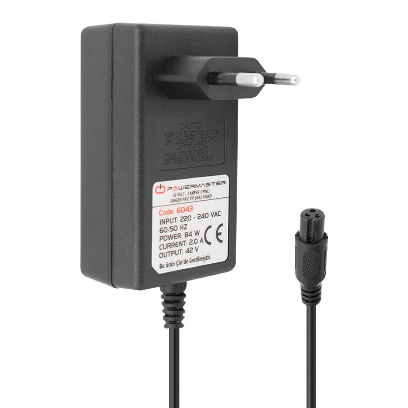 POWERMASTER PM-6043 42 VOLT - 2 AMPER - 84 WATT 3 PİNLİ PRİZ TİPİ GİNGER ŞARJ CİHAZ ADAPTÖRÜ