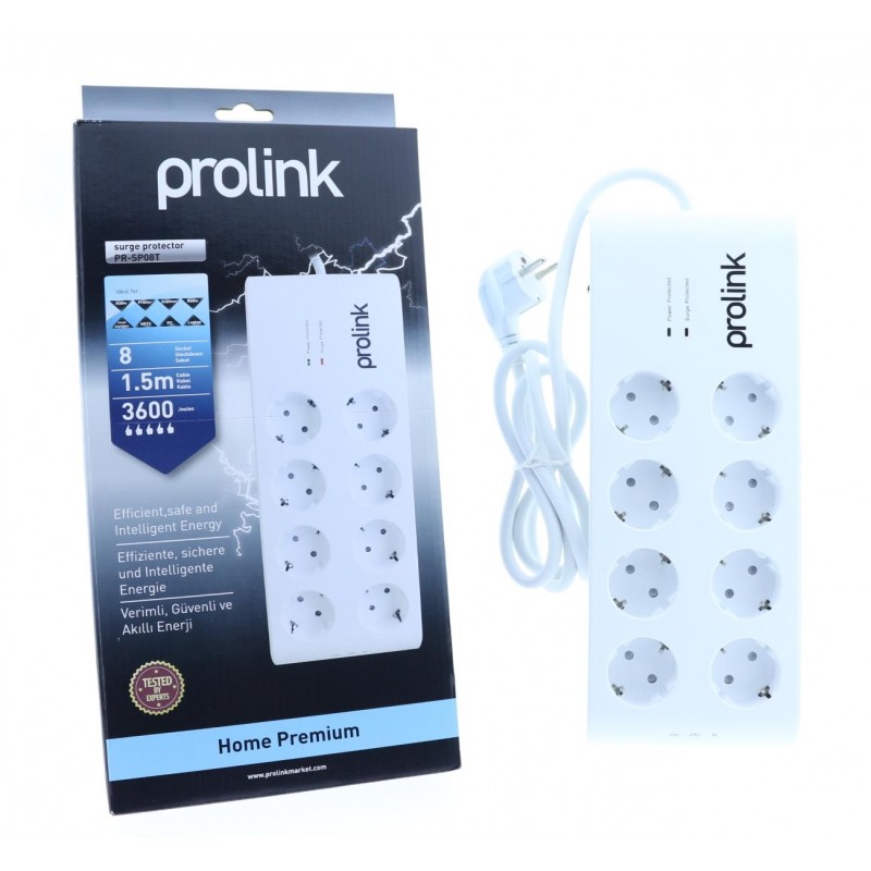 Prolink PR-SP08T 8'li Akım Korumalı Priz 3600J 1.5mt