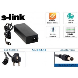 S-Link SL-NBA39 HP 19v 4.74a Notebook Adaptör 4.8x1.70mm