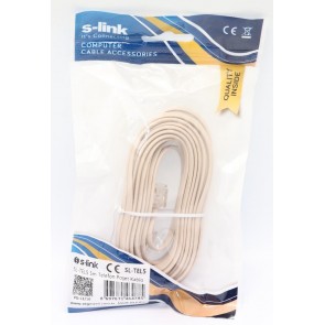 S-Link SL-TEL5 Telefon Kablosu Rj11 Jaklı 5 Mt.