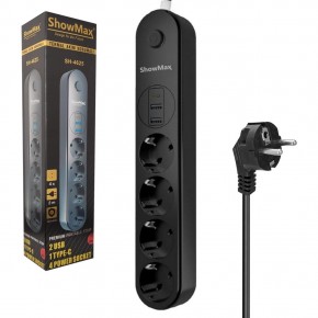 SHOWMAX SH-4625 TERMAL AKIM KORUMALI PRİZ 4 PRİZ+2 USB+1 TYPE-C GİRİŞ