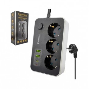 SHOWMAX SH-4626 TERMAL AKIM KORUMALI PRİZ 3 PRİZ+2 USB+1 TYPE-C GİRİŞ