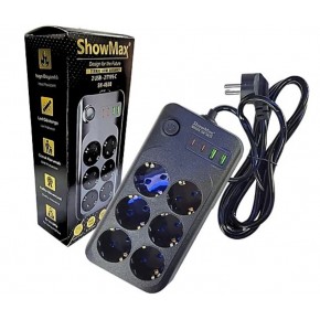 SHOWMAX SH-4630 TERMAL AKIM KORUMALI PRİZ 6 PRİZ+2 USB+2 TYPE-C GİRİŞ