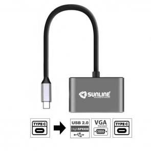 Sunline 170681 Type C-USB 2.0/VGA/Type C