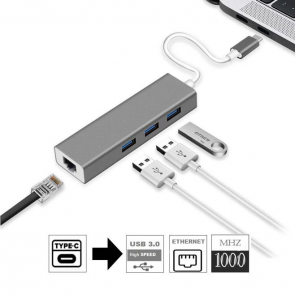 Sunline 1706903 Type C 3X USB 3.0-1X RJ45 Lan