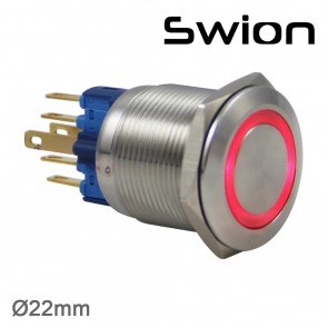 SWION 22 MM HALKA LEDLİ KALICI BUTON IP65 12V, 24V