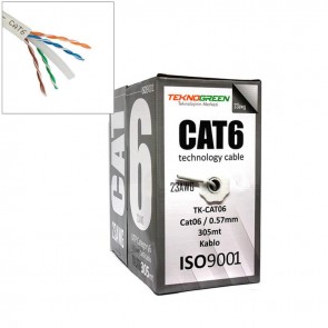 TeknoGreen TK-CAT06 305m Cat6 0.57mm CCA Kablo Gri