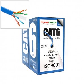 TeknoGreen TK-CAT06 305mt CAT6 0,57mm Kablo Mavi 