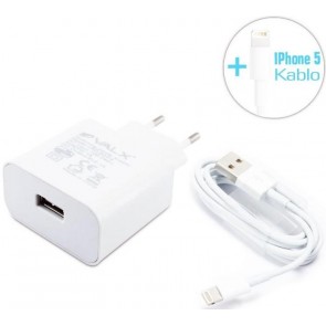 Valx 5V 2.1A Usb Adaptör + Iphone 5 Lightning Kablo