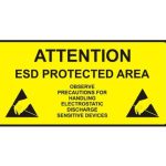 Antistatik ESD Koruma Alanı Tabelası 15x30cm İngilizce IZ-TBL04