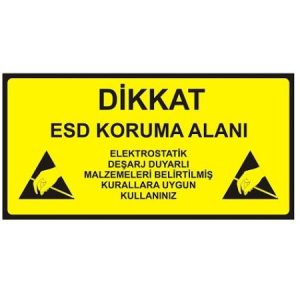 Antistatik ESD Uyarı Levhası 15x30cm Türkçe IZ-TBL05