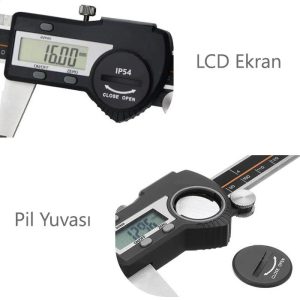 Loyka B5110-150 Bilgi Çıkışlı Dijital Kumpas 0-150 mm (IP54 Korumalı)
