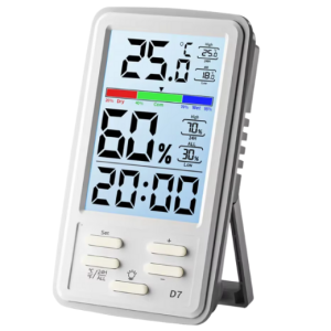 Loyka D7 Sıcaklık ve Nem Ölçer | Saat Göstergesi | Arka Işıklı Ekran