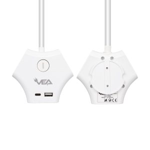 Vea VE-G903YC 3'lü USB+ Type-C Girişli Anahtarlı 1.5 Metre Grup Priz