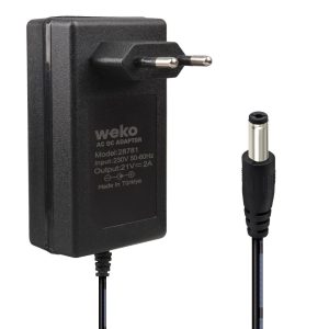 Weko 21 Volt - 2 Amper 5.5*2.5 Mm Uçlu Kırmızı Yeşil Ledli Priz Tipi Şarjlı Matkap Adaptörü